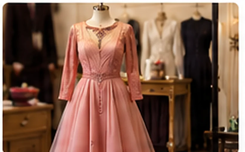 Illustrative image of a pink dress on a dress form
